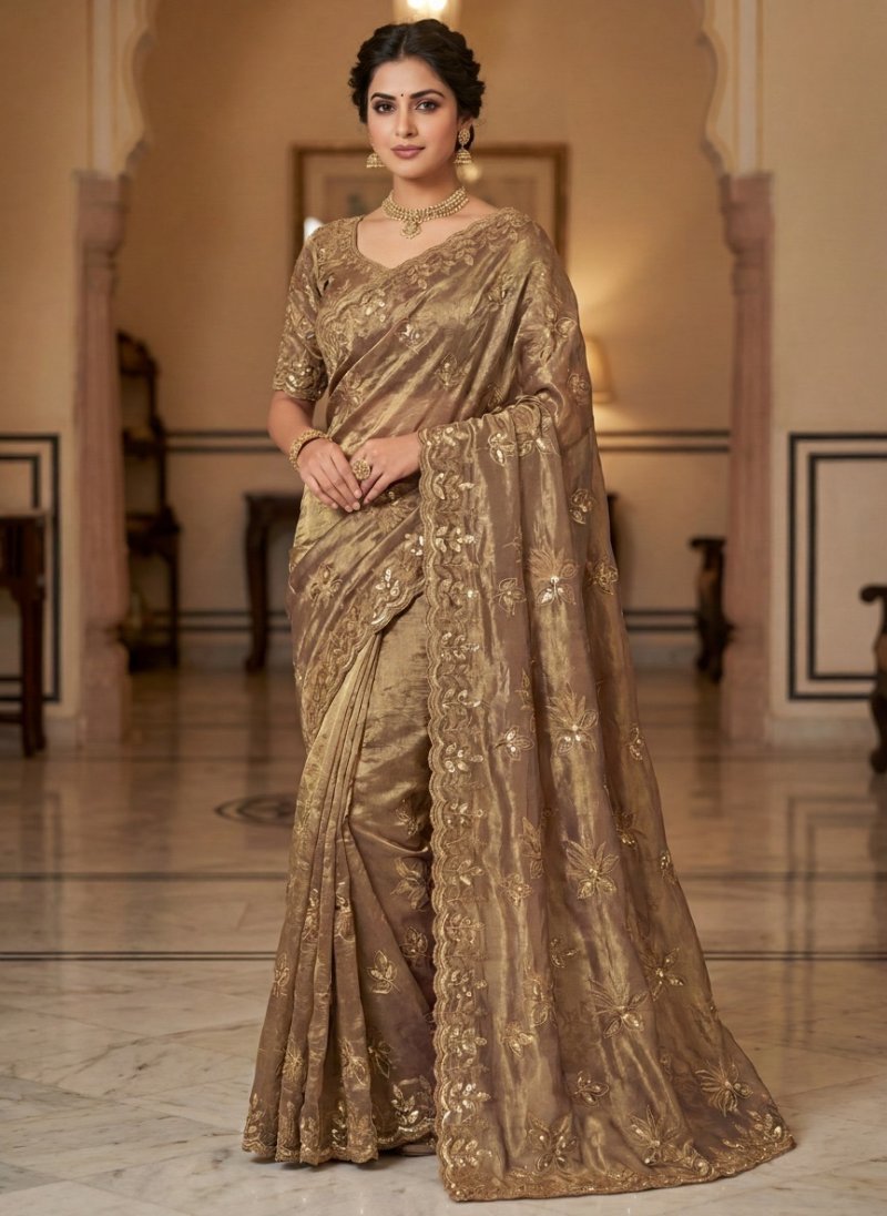 Ktd 2068 Fandy Chiffon With Emberodery Work Saree